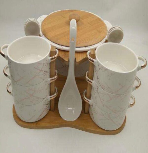 Elegant Design luxury Finish 16 Pcs Ceramic Soup Set With Stand, Premium Quality Ceramic Soup Set with Stand Available