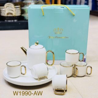 CERAMIC TEA SET | SERVING SET | WITH 6 CUPS 1 KATTLE AND 1 TRAY | GIFT PACK