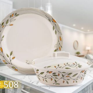 Elegant 8-Person Melamine Dinner Set | Leafy Vine Design | Durable & Lightweight