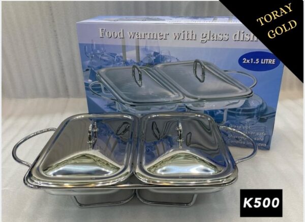 Toray Gold Food Warmer with Glass Dish – 2 x 1.5 Liter (K500)