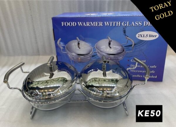 Toray Gold Food Warmer with Glass Dish – 2 x 1.5 Liter