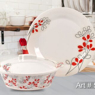 8-Person Melamine Dinner Set with Floral Design (Art #502)