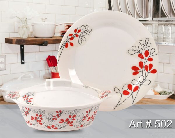 8-Person Melamine Dinner Set with Floral Design (Art #502)