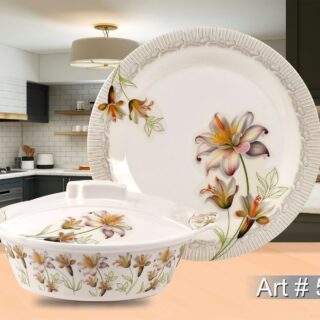 8-Person Melamine Dinner Set with lily floral design