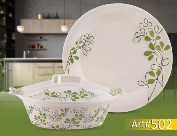 8-Person Melamine Dinner Set with Floral Design (Art #502)