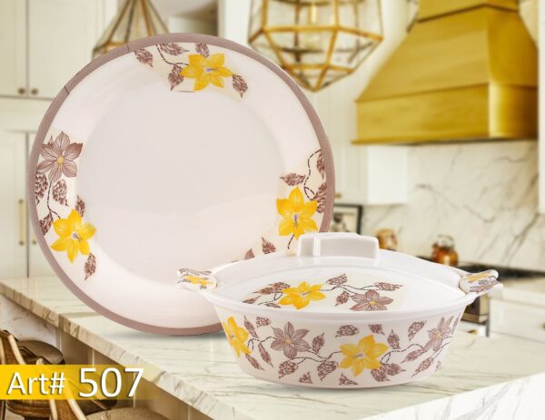 Elegant 8-Person Melamine Dinner Set | Floral Design & Durable Quality