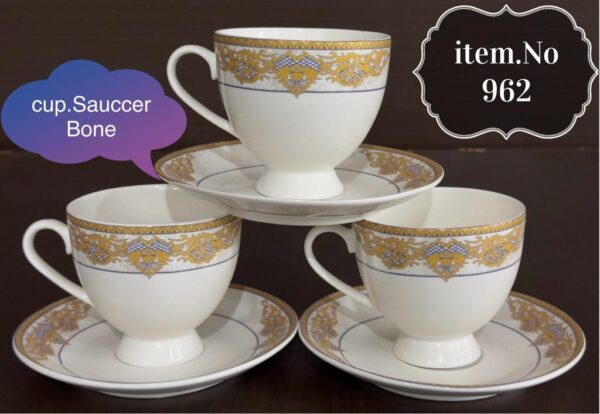 Bone China Cup & Saucer Set 6 Person Serving