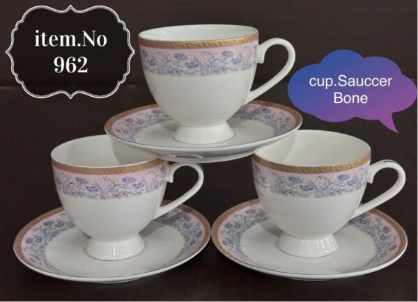 Bone China Cup & Saucer Set Elegant light purple Flowers Design